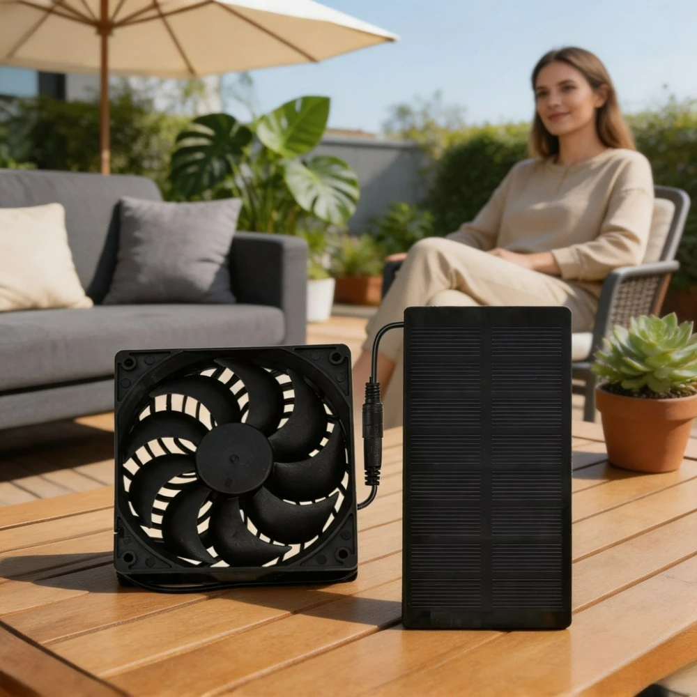 Outdoor Waterproof Solar Ventilation Fan 12cm with Solar Panel Exhaust Air Cooler for Chicken Coop Greenhouse Pet House Shed RV