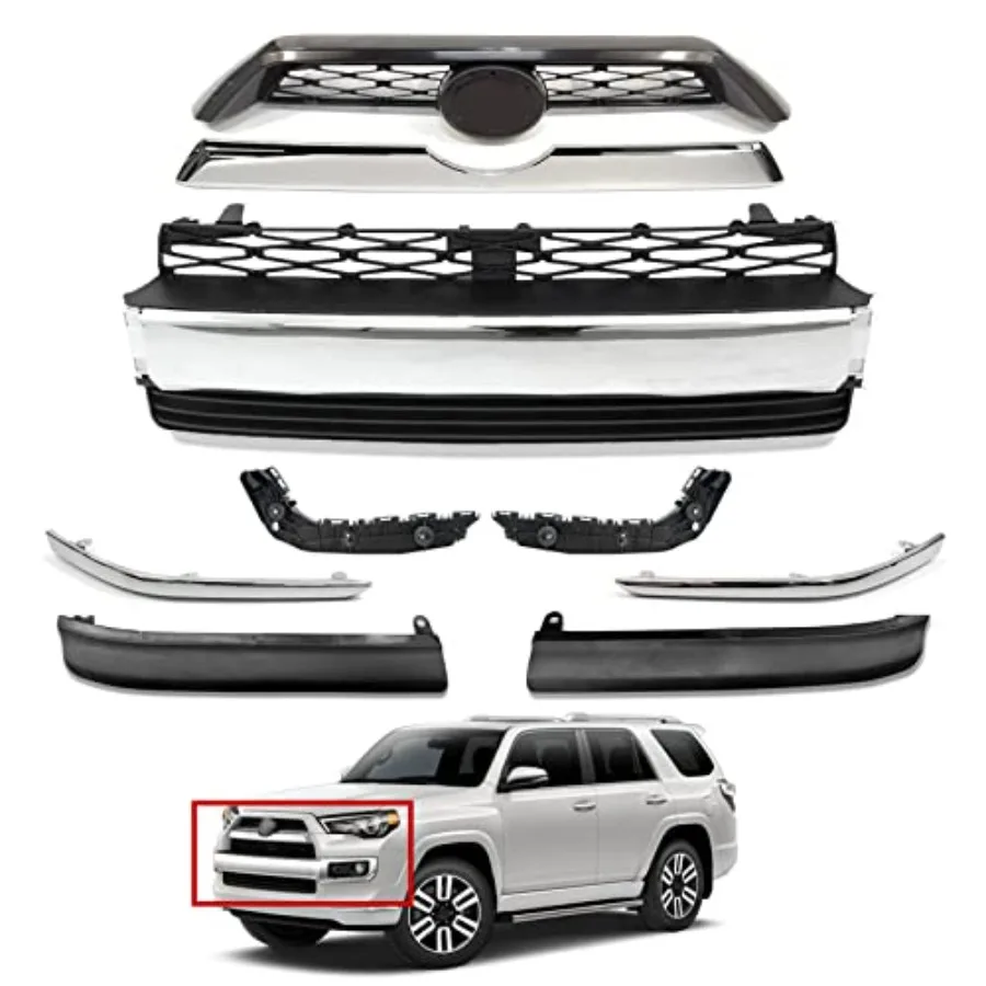 

Комплекты передней части кузова для 2014-2019 4Runner Limited, верхняя нижняя решетка переднего бампера в сборе с полосой и балдахином бампера Suppo
