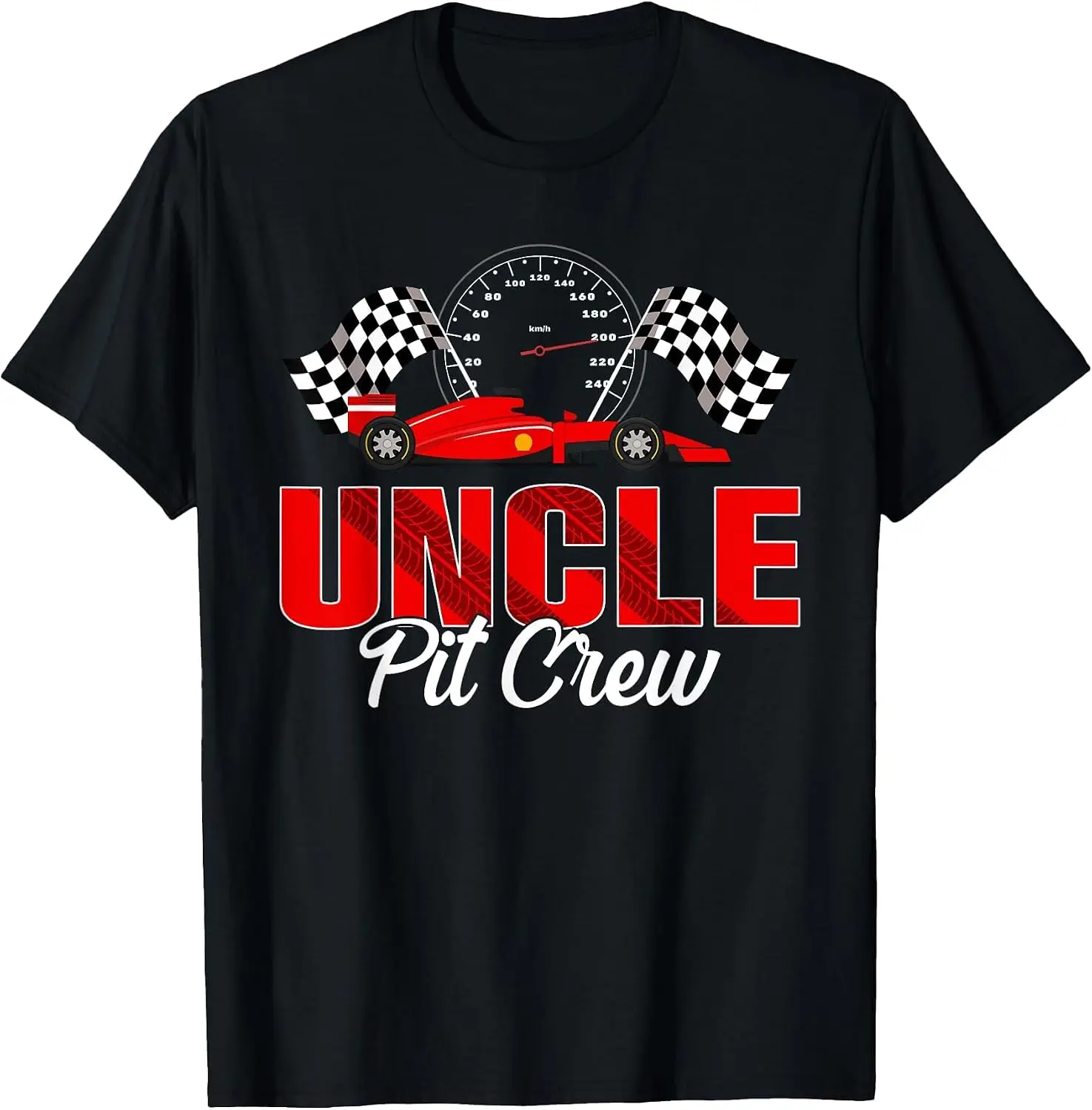 Race Car Birthday Party Racing Family Uncle Pit Crew T-Shirt Halloween Loose-Fit Pure Cotton Short-Sleeve Top – Stylish, Breathable, Plus-Size – Christmas Gift