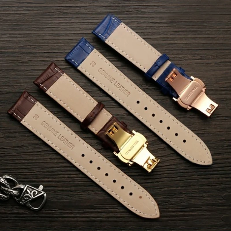 Calfskin Watch Band Dark Blue Men Women Bracelet for Rossini Omega DW Citizen Blue Angel Cowhide Strap accessory 18mm 20mm 22mm