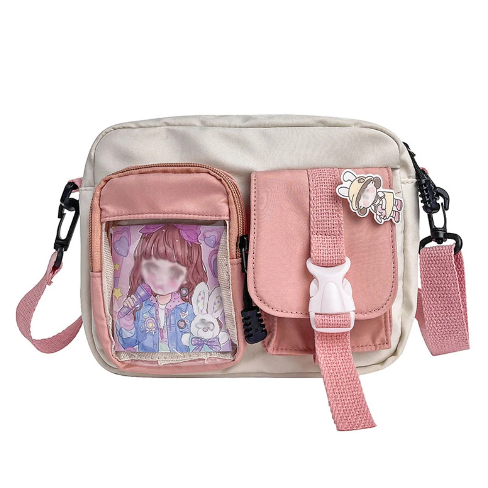 Japanese Style Kawaii Handbags Women Patchwork Color Nylon Bag Multipockets Shoulder Bag Student School Bag Crossbody Bags