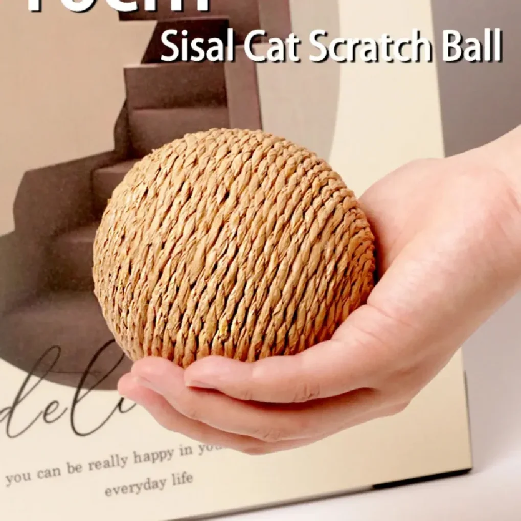 

10CM Interactive Sisal Cat Scratching Ball Toy For Kitten Teeth Cleaning Anti Bite Cat Ball Sounding Toy Pet Supplies