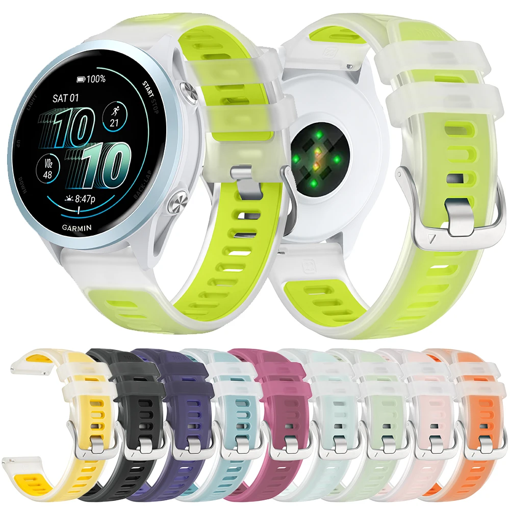 20mm 22mm Transparent Silicone Strap For Garmin Forerunner 170 70 570 265 255 165 55/Vivoactive 6 5 4/Venu Sport Band Bracelet