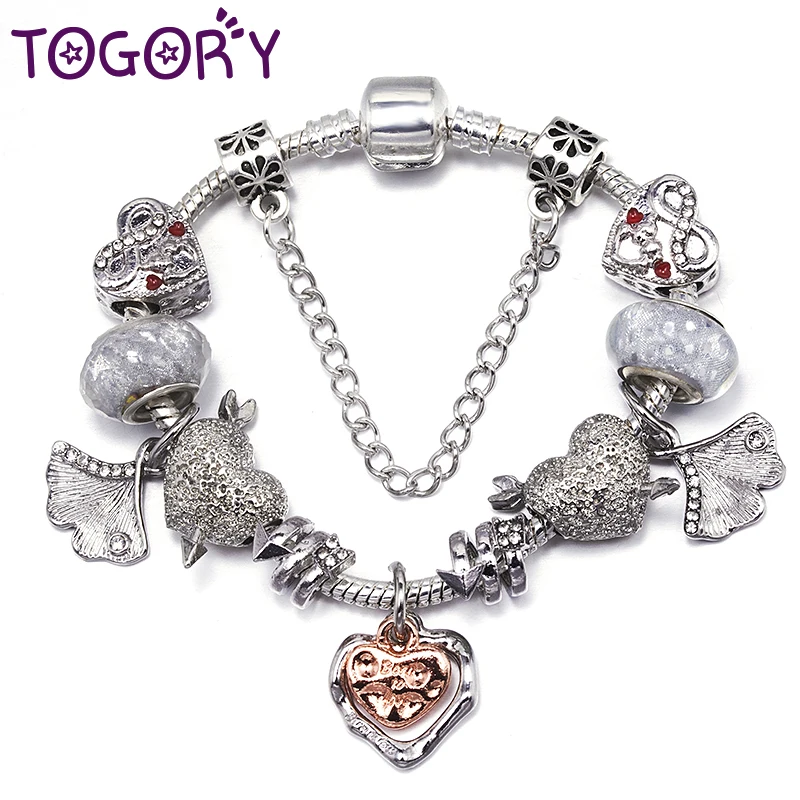 حار بيع الفضة تصفيح سحر سوار الحب الأبدي عيد الحب الحب الخرز DIY ثعبان سلسلة للنساء مجوهرات