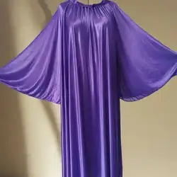 Glossy Women Satin Long Dress Batwing Sleeve Loose Night Dress Plus Size Sleeping Robe