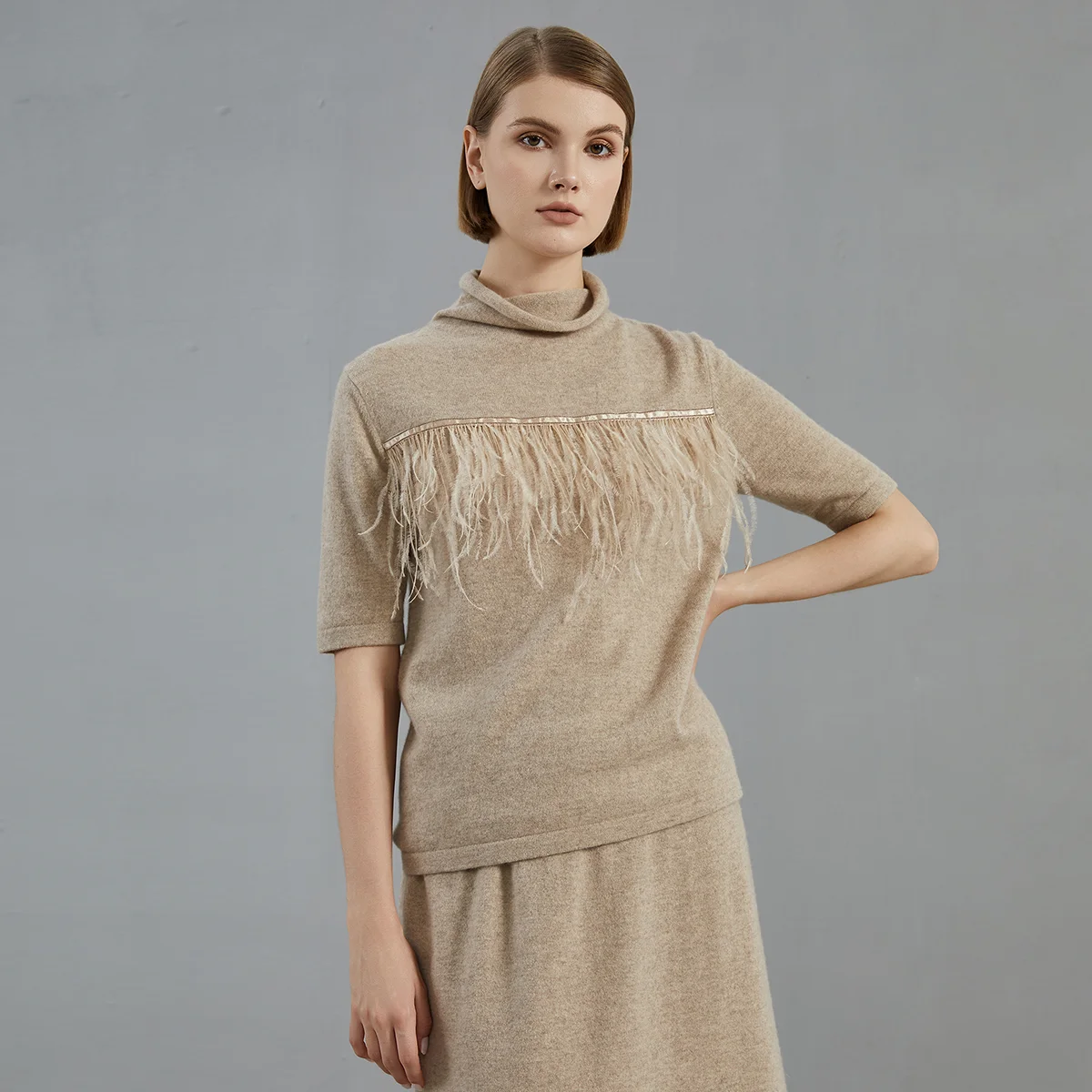 

Pop BC833 Роскошная женская одежда высокого качества, 100% кашемир, пуловер с высоким воротником, вязаный свитер