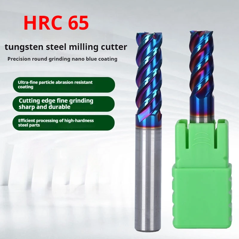 

Solid Carbide Corner Radius End Mills HRC65 4 Flutes Nano Blue Coating CNC Tools Endmills R0.5 R0.2 R1 R2~8 Surface Machining