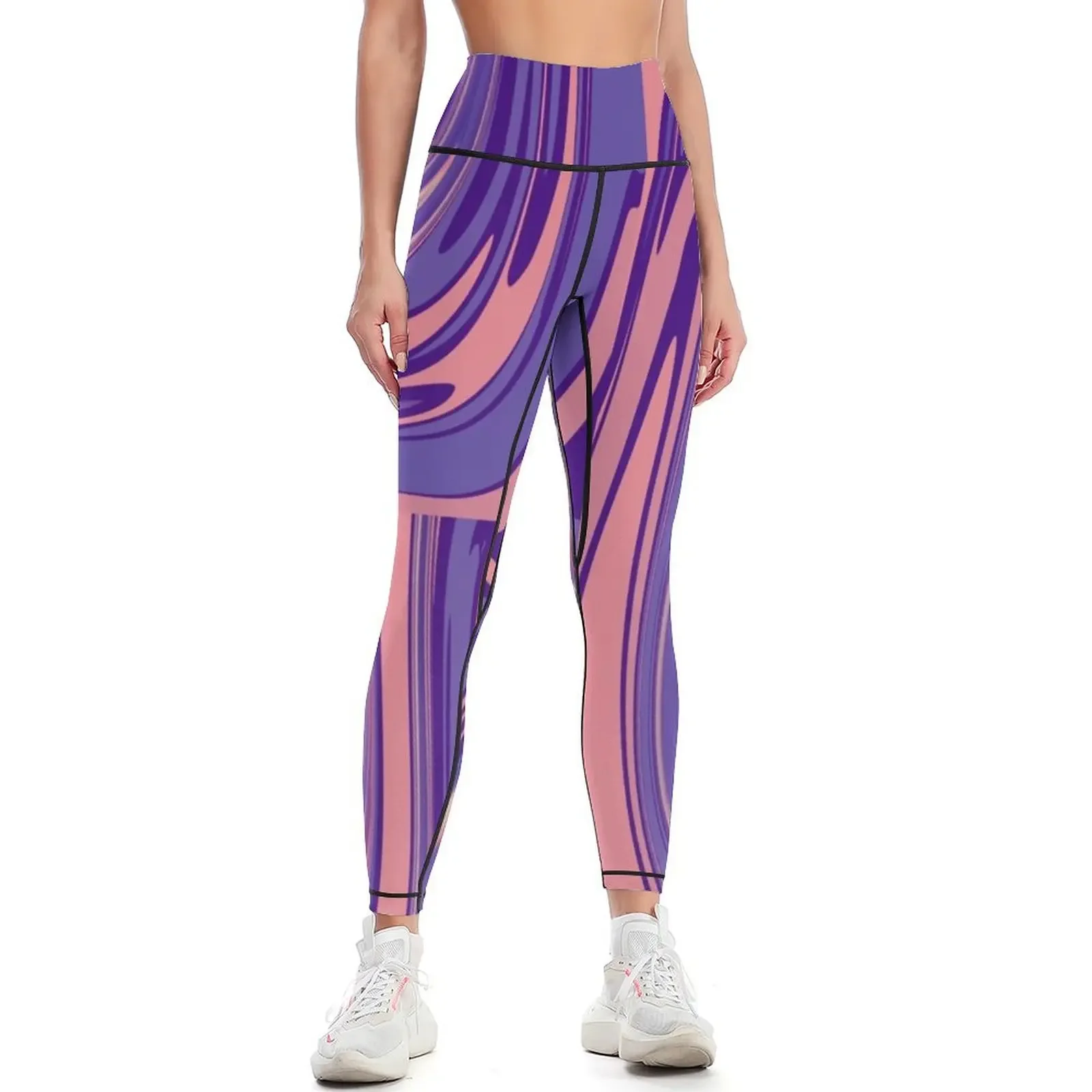 

Abstract Zany Purple Venice Curves Leggings sport pants push up legging gym's sportswear sporty woman push up Womens Leggings