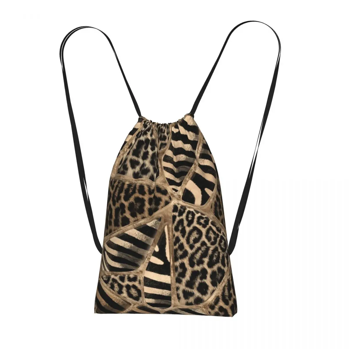 

Animal Print - Leopard And Zebra Backpacks Portable Drawstring Bags Sundries Bag Book Bags for Man Woman Students