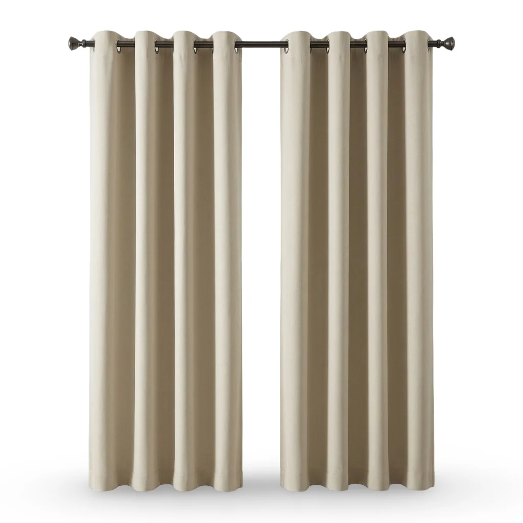 Verduisterende gordijnen Thermische isolatie set 2 stuks 135x240 cm Beige-slaapkamergordijnen, Grompet-gordijnen, isolerende gordijnen, woonkamerraamdecoratie, gordijnen klaar, huistextiel, gordijnen