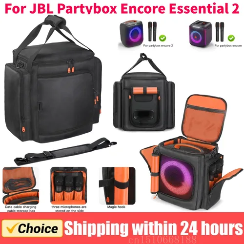 Para JBL Partybox Encore Essential 2 altavoz portátil estuche antipolvo altavoz de gran capacidad bolsa de transporte con bolsillo para micrófono impermeable