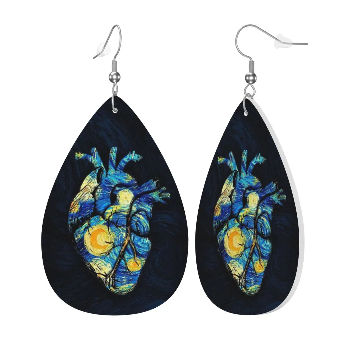 Custom Vincent Van Gogh Painting Collage PVC Leather Earrings Dangle Earrings Jewelry For Women For Wife Mother Gift
