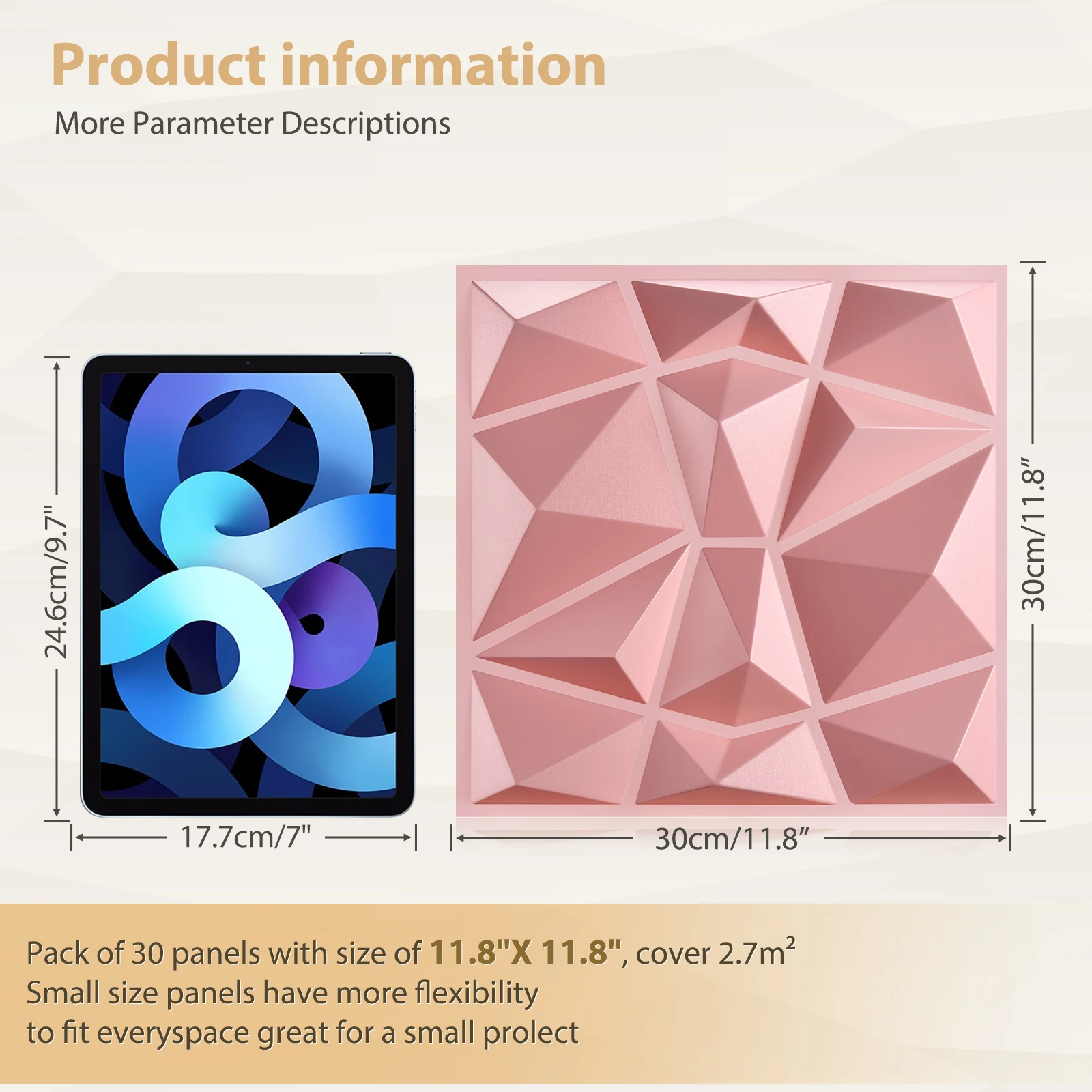 KUUJOJO 3D textured wall panel for indoor wall decoration, suitable for living room, hall, bedroom, hotel, office, send tape