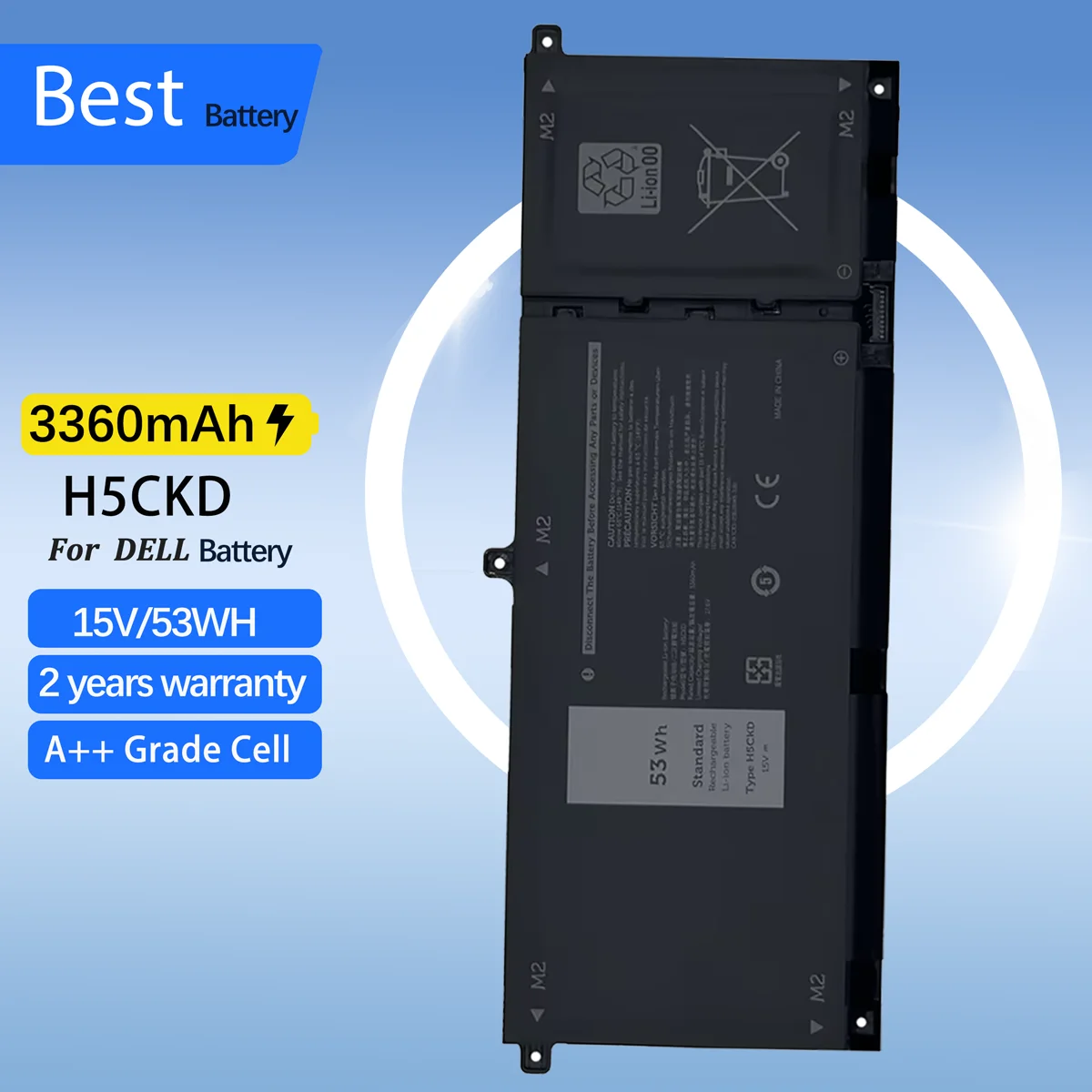 

JK6Y6 40WH H5CKD 53WH Laptop Battery Compatible with Dell Latitude 3410 3510 Vostro 14 5402 5501 5502 Inspiron 5300 5301 9077G