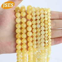 A+ Natural Stone Beads Yellow Honey Jade Round Charms Loose Beads 4/6/8/10mm Jewelry Making DIY Bracelet Accessories 15\