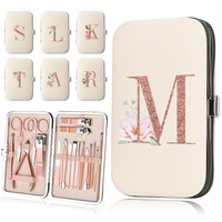 18Pcs Nail Clipper Set Manicure Pedicure Kit Stainless Steel Nippers Trimmer Care Tool Portable PU Case Rose Gold Letter Pattern