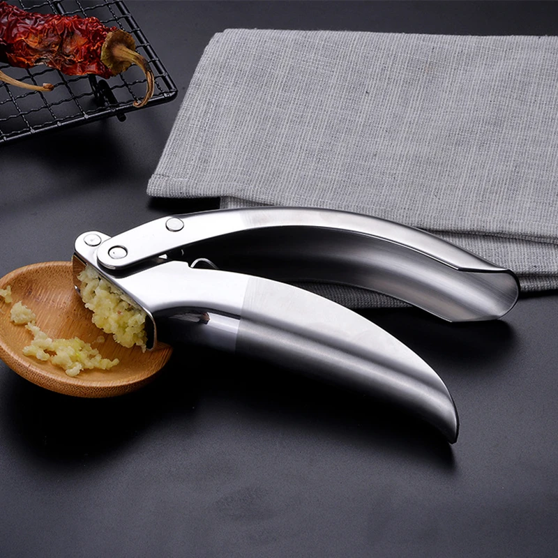 

304 Stainless Steel Garlic Press Crusher Manual Ginger Grinder Food Processors Grinding Tool Kitchen Accessories