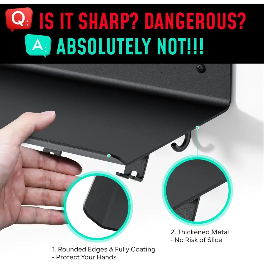 Tonal Accessory Shelf - Wall Mounted Gym Storage Rack with Metal Hangers and T-Bracket Locks, US Patented