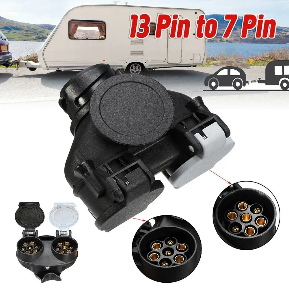 Towing Bar Adapter 13 Pin Plug (car) To Twin 7 Pin N&S Type Socket (trailer/caravan) Towing Bar Adapter For UK Standard Trail
