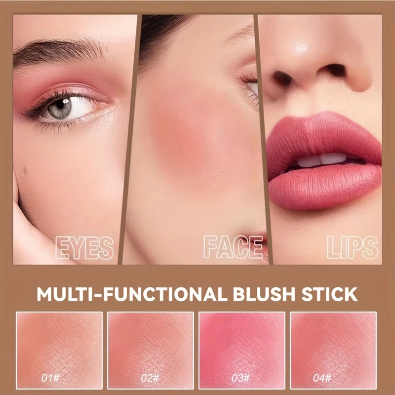 Waterproof Dual-Ended Blush Stick - Matte Finish Buildable Coverage for All Skin Tones Vibrant Orange/Pink/Red Shades Rare Beaut