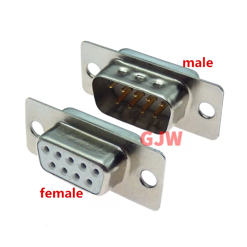 10pcs DB9 male/female head Wire  type RS232 serial port COM 9 pin 9 core Wire Solder Serial Port Plug Connectors