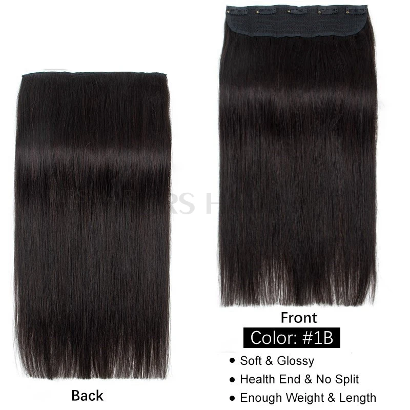 Brown Clip In Hair 1PC Natural Hair Extensions Straight Clip-On Add Volume HairPieces 14 18 22 inch 02 04 1B 01 P4-27