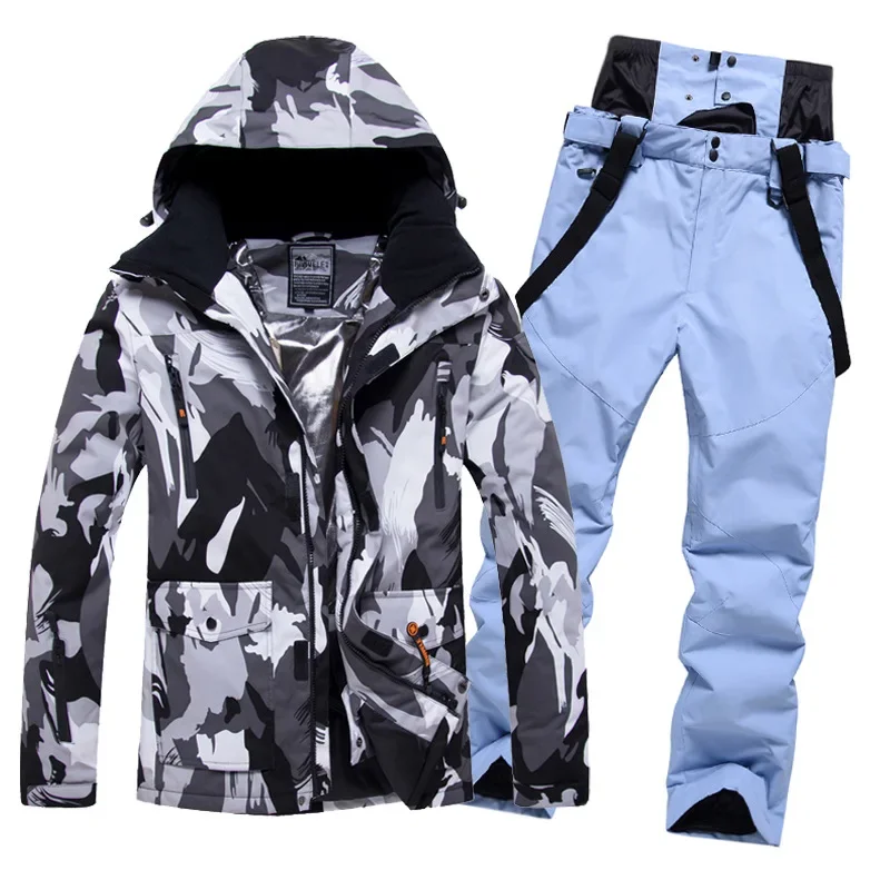 

Outdoor Warm Hooded Jacket Pants Men Ski Suits Winter Sport Man Snow Sets Mountain Waterproof Insulated Female Skiing Costume