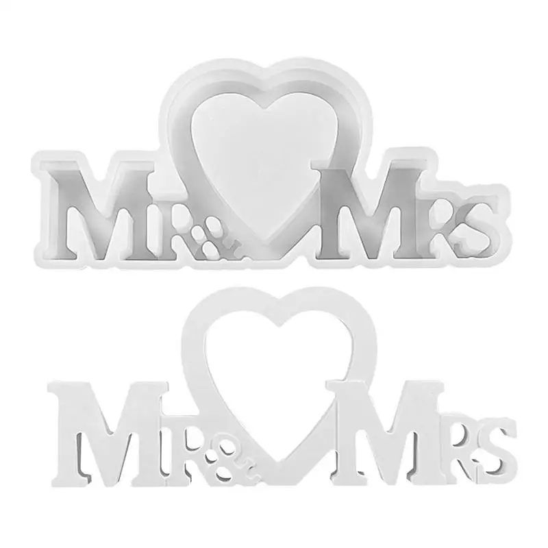 Wedding Silicone Mold Mr Love Mrs Letters Silicone Mold Craft Supplies Valentine's Day Wedding Heart Mold Cake Decorating Tool