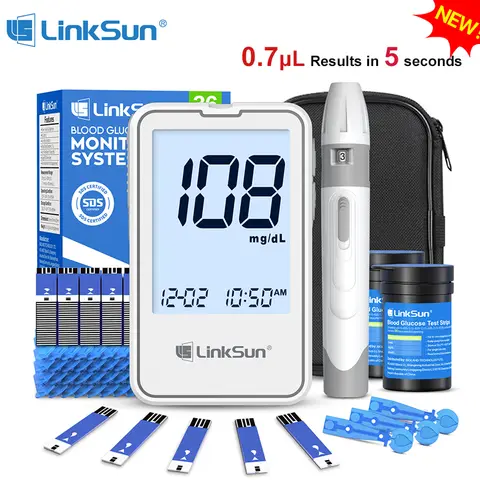G-425-2 Linksun เครื่องวัดน้ําตาลในเลือด Glucometer Kit การทดสอบโรคเบาหวานทางการแพทย์เครื่องทดสอบน้ําตาลในเลือด Digital Glucosemeter ชุดสมบูรณ์