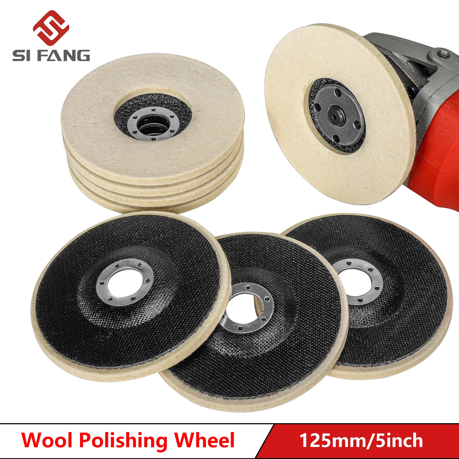 125mm Wool Polishing Wheel Buffing Pads Angle Grinder Wheel Felt Polishing Disc For Metal Marble Glass Ceramics