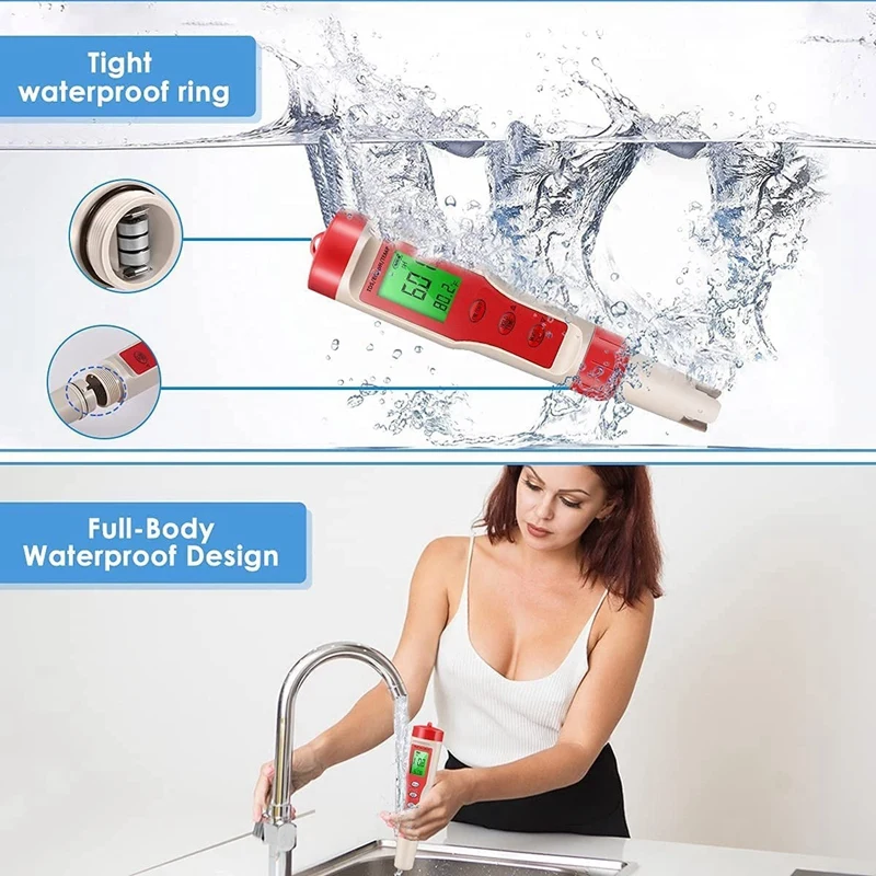 2025 مقياس درجة الحموضة الجديد، مقياس درجة الحموضة الرقمي 4 في 1 مع وظيفة PH/TDS/EC/درجة الحرارة مع ATC لمياه الشرب والزراعة المائية وحوض السمك وحمام السباحة #6