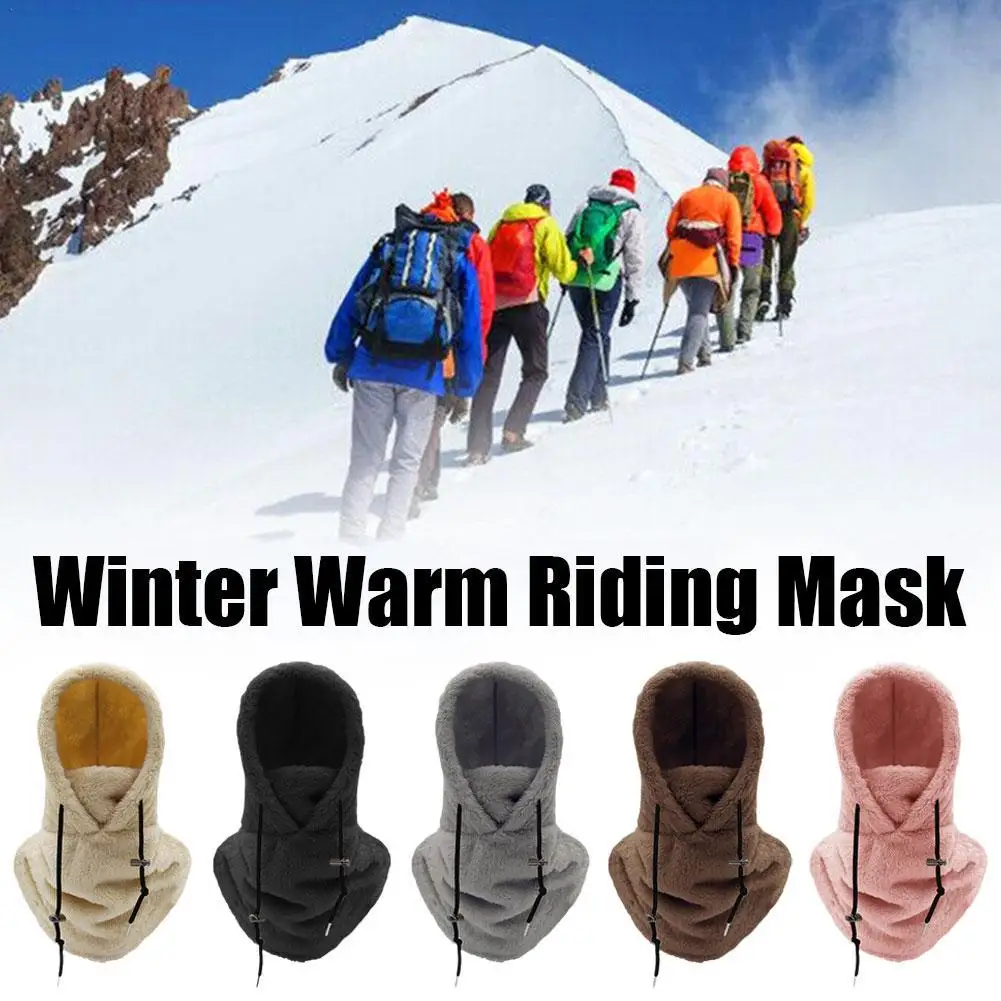 Thermal Sherpa Fleece Hood Ski Mask Winter Balaclava for Cold Weather Clearance Windproof Adjustable Warm Hood Cover Hats Scarf