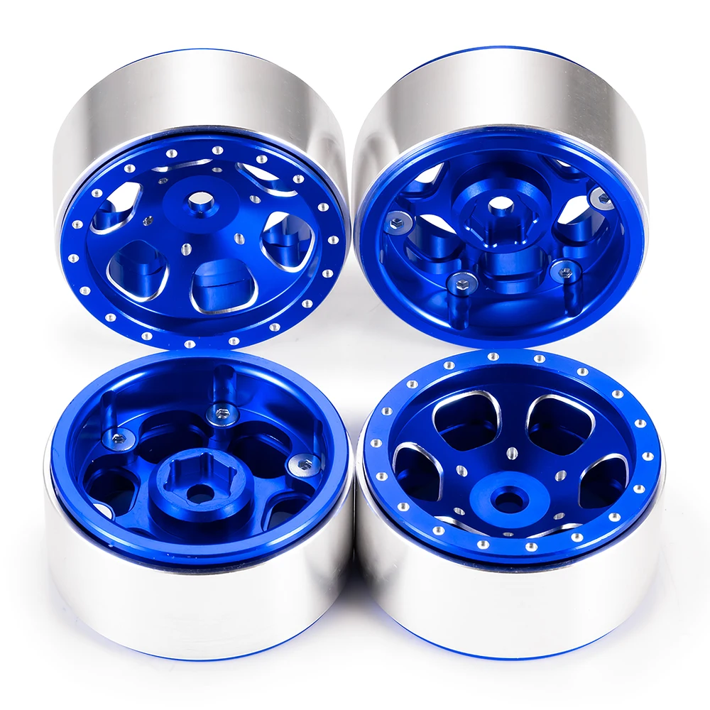 Yeahrun cubo de roda de alumínio cnc, 4 unidades, 1.3 ", beadlock, para trx4m axial scx24 fms fcx24 1/18 1/24 rc crawler, atualizações de carro