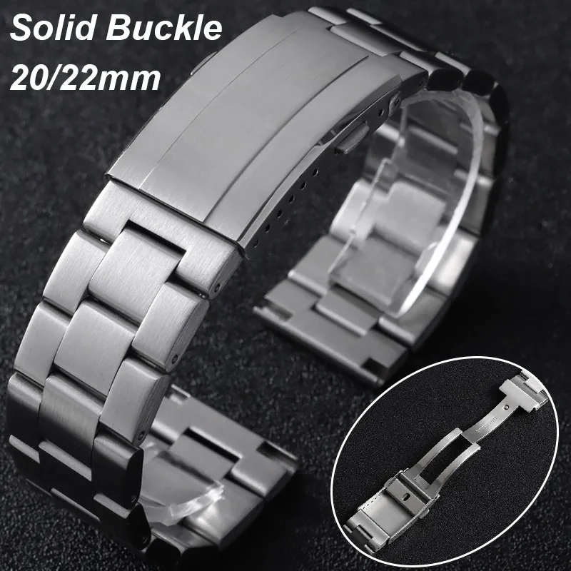 

20mm 22mm Silver Brushed Folding Buckle Watch Bands for Rolex Oyster Submariner Luxury Solid Stainless Steel Bracelet With Tools