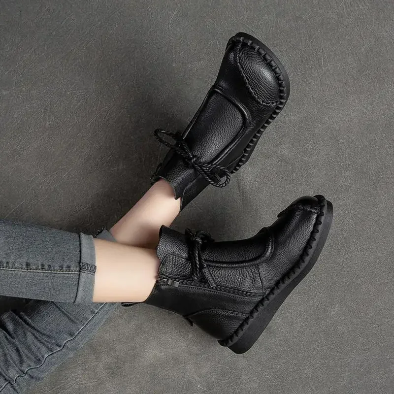 Shoes for Women  Cross-tied Ladies Boot Daily Boots Hot Sale Cotton Shoes Round Toe Comfortable Flat Shoes Women Ankle Boots view 4