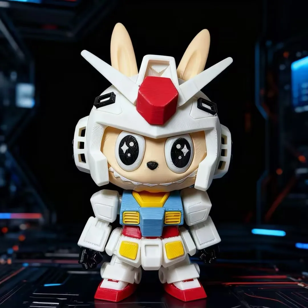 

Labubu Building Block Gundam Series Figure 15cm - Anime Assembly Model Kit Collectible Statue Desktop Ornament Gift