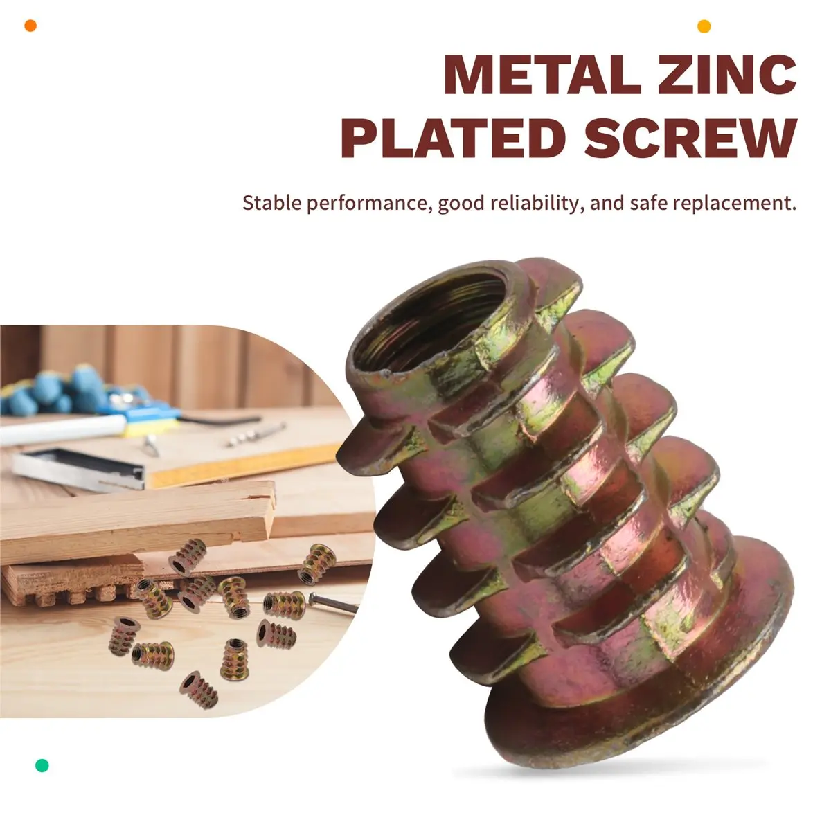 Top Sale 20 pieces M6x 15mm hexagon socket thread insert nut for wood