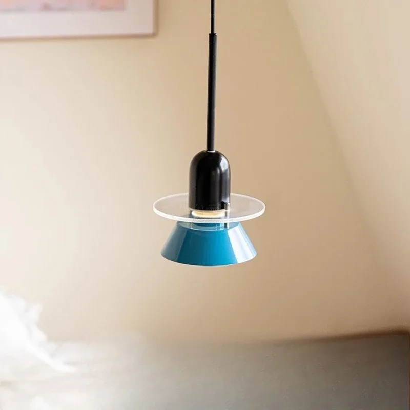 

New master bedroom bedside long line small chandelier Nordic Memphis children's room color