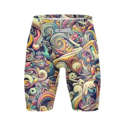 New Men's Swim Jammer Athletic Training Swimsuit Shorts Swimming Trunks Summer Swimwear Beach Tights Shorts Surfing Diving Pants