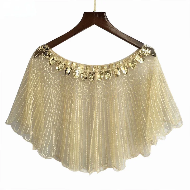 

Women Scarves 1920s Flapper Fringe Shawl Cover Up Retro Party Beaded Sequin Cape Vintage Scarf Wraps