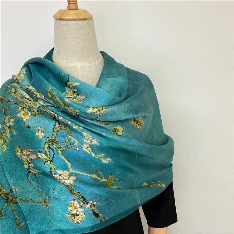 

Flower Print Silk Scarf Women New Spring Foulard Bufanda Chinese Style Shawls Thin Hijab Wraps Fashion Silkly Beach Stoles