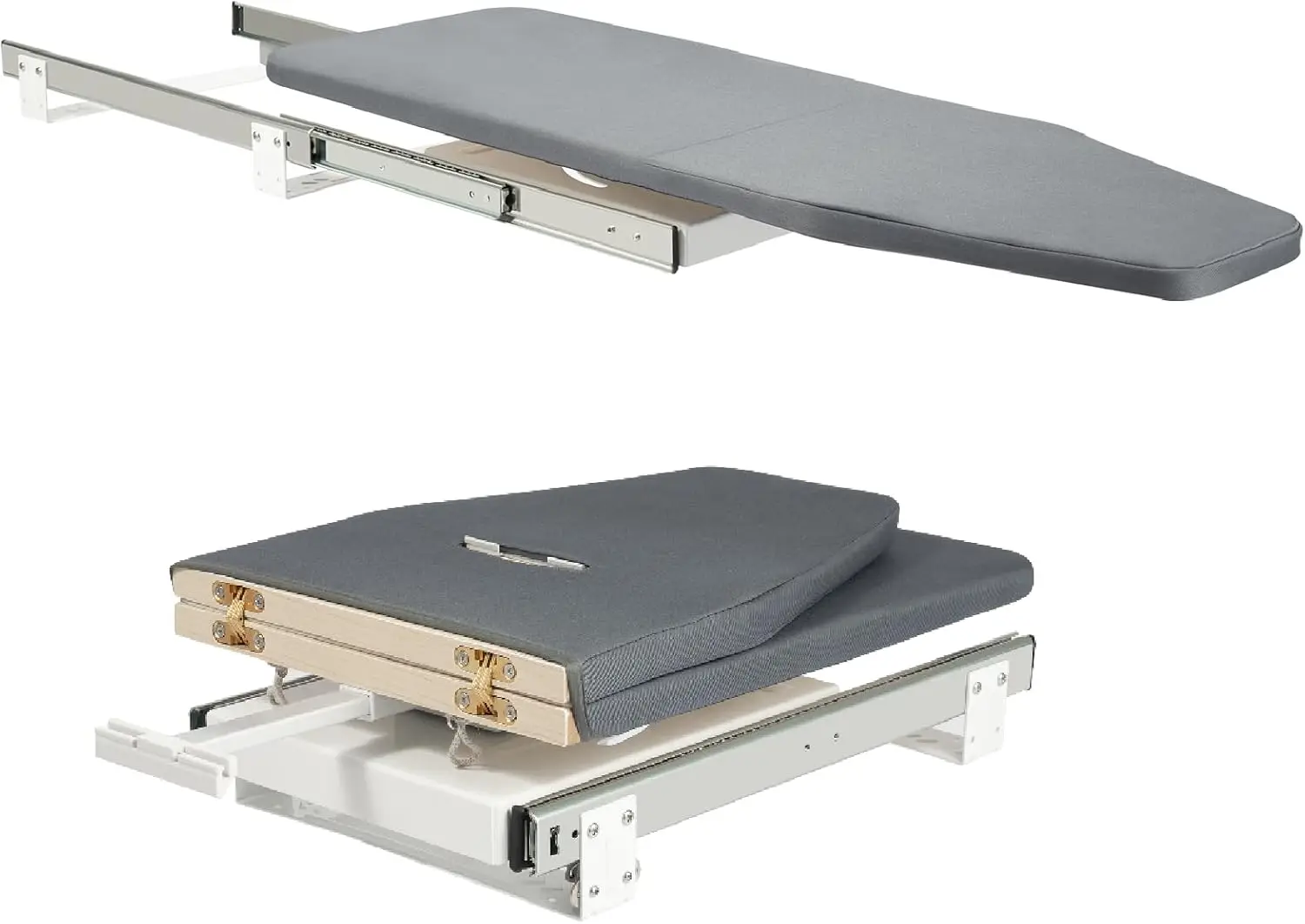 

Выдвижная гладильная доска, 180° ° Поворотный выдвижной шкаф для гладильной доски со съемной крышкой, размер доски 31,5 x 11,6 дюйма (серый)