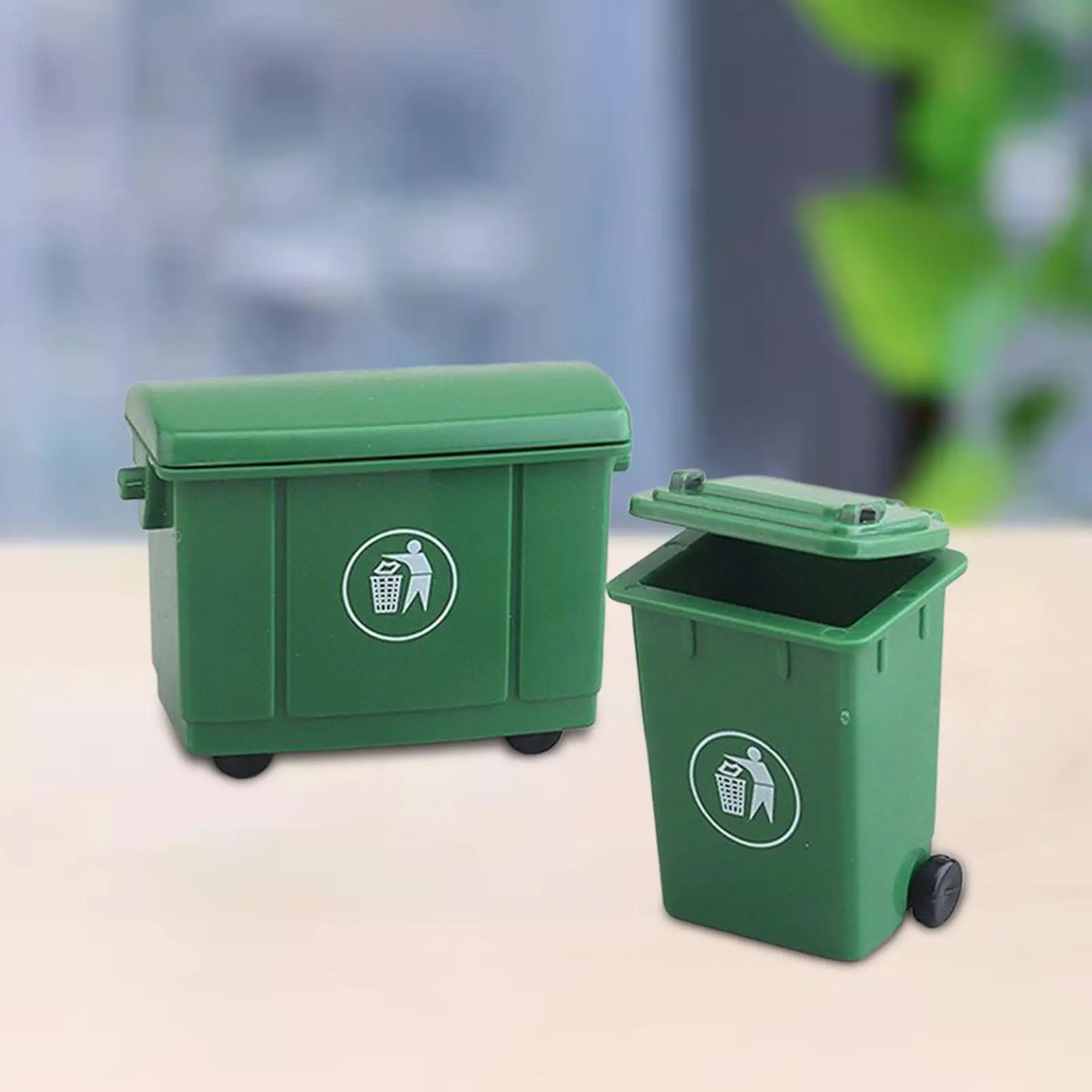 2 Pieces 1:12 Scale Dollhouse Mini Trash Can Toys Dollhouse Waste