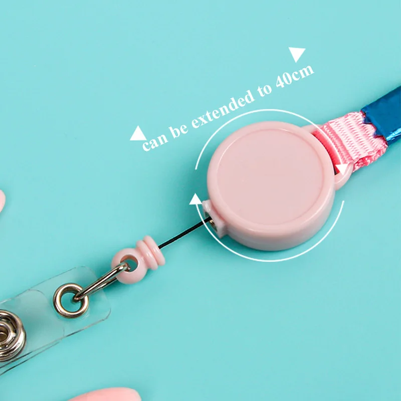 Cartoon Kitten Student Card Holder with Retractable Reel Lanyard Bank Identity Kids Bus ID Card Sleeve Case Credit Cover Case