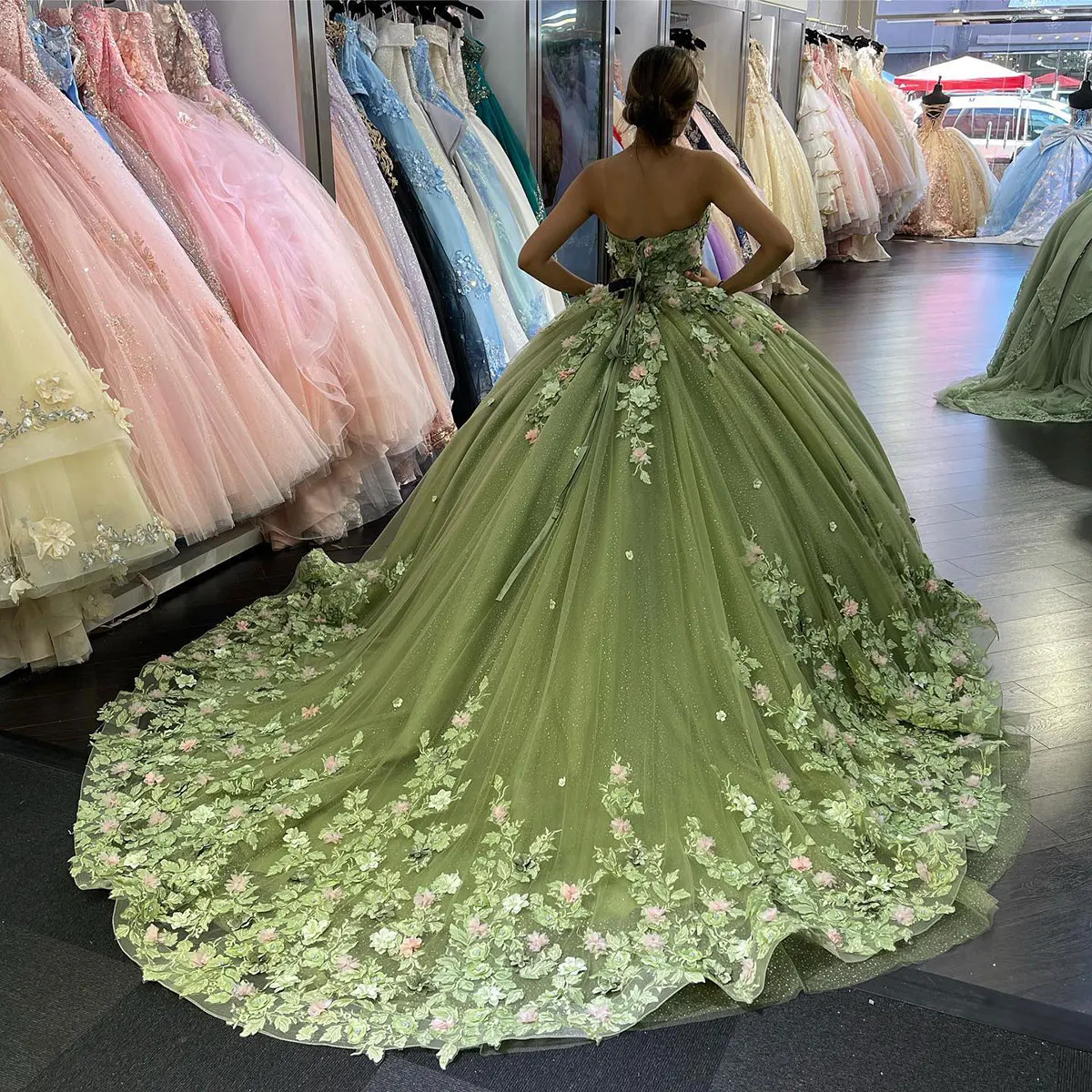 Vestidos De quinceañera con apliques De cuentas para mujer, vestido De Novia con flores 3D, 15 y 16