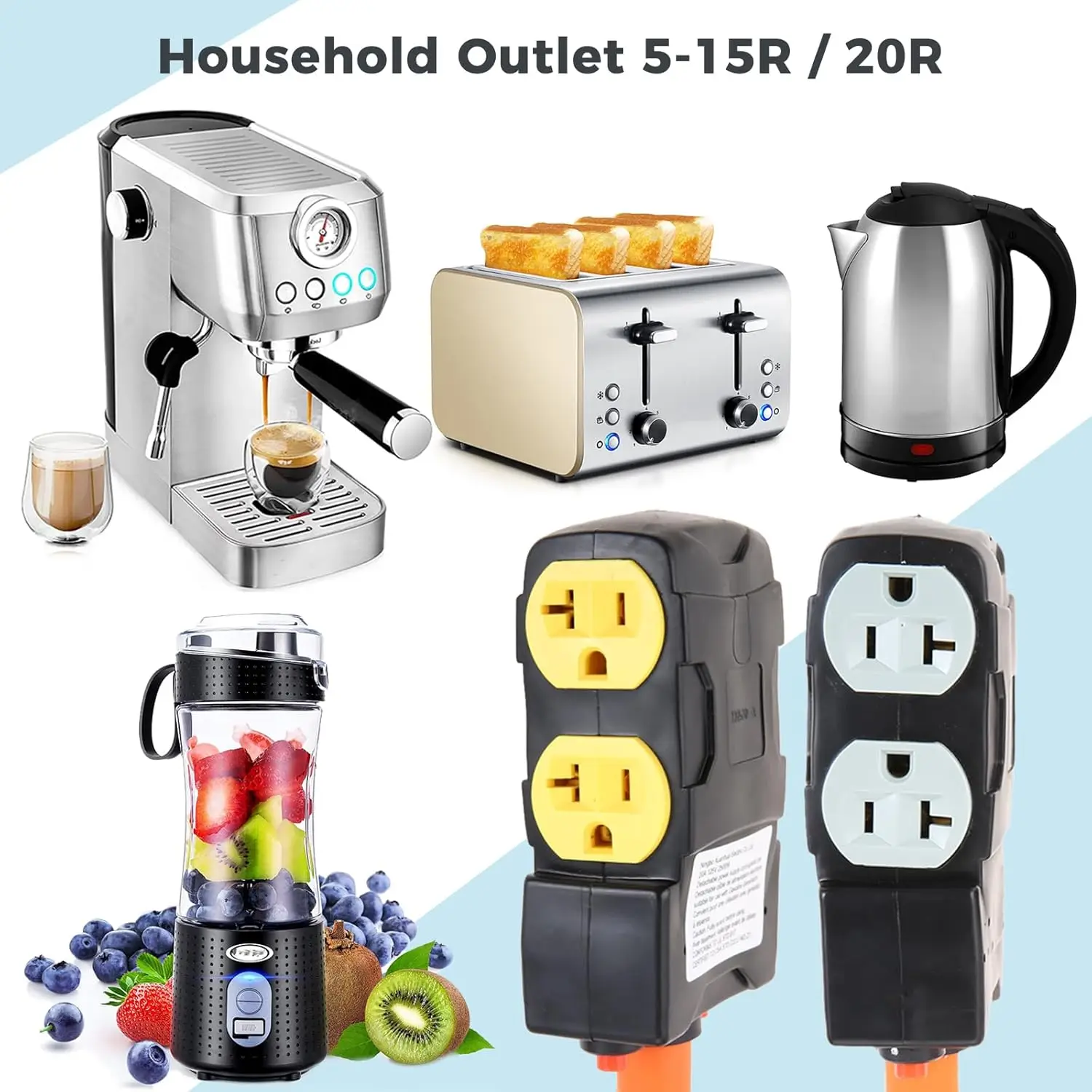 NEMA 50 Amp to 20 Amp SWT 14-50P to 4 X 5-20R/15R RV 4-Prong Household Outlet Plug to 120V 5-20R/15R Female Adapter Power Cord - view 5