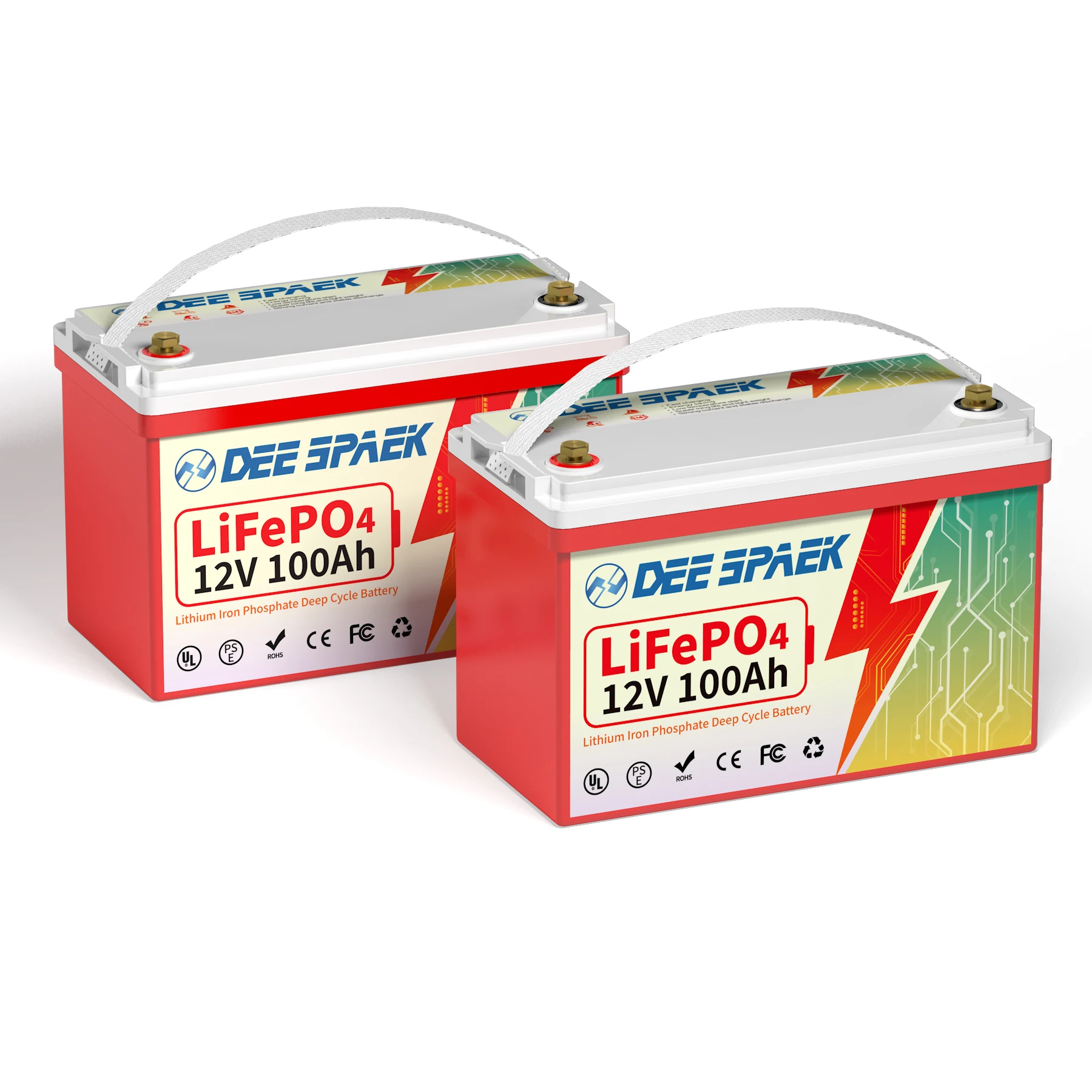 DEESPEAK-LiFePO4 Bateria, 100Ah 1280Wh, 12V 12.8V Built-in BMS, Bateria De Armazenamento De Energia De Ciclo Profundo, para Barco Solar, Empilhadeira, Carrinho De Golfe