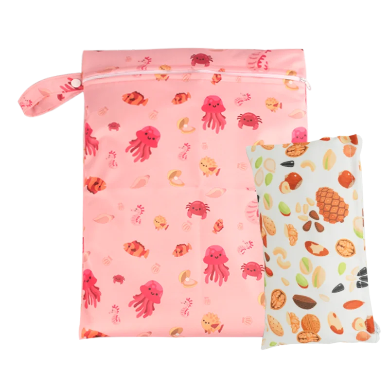 2 قطعة حقيبة مبللة لمنتجات الأطفال تخزين حفاضات القماش، مقاومة للماء ومتينة، تخزين الحفاضات ذات سعة كبيرة، حقيبة فصل جافة ورطبة #1