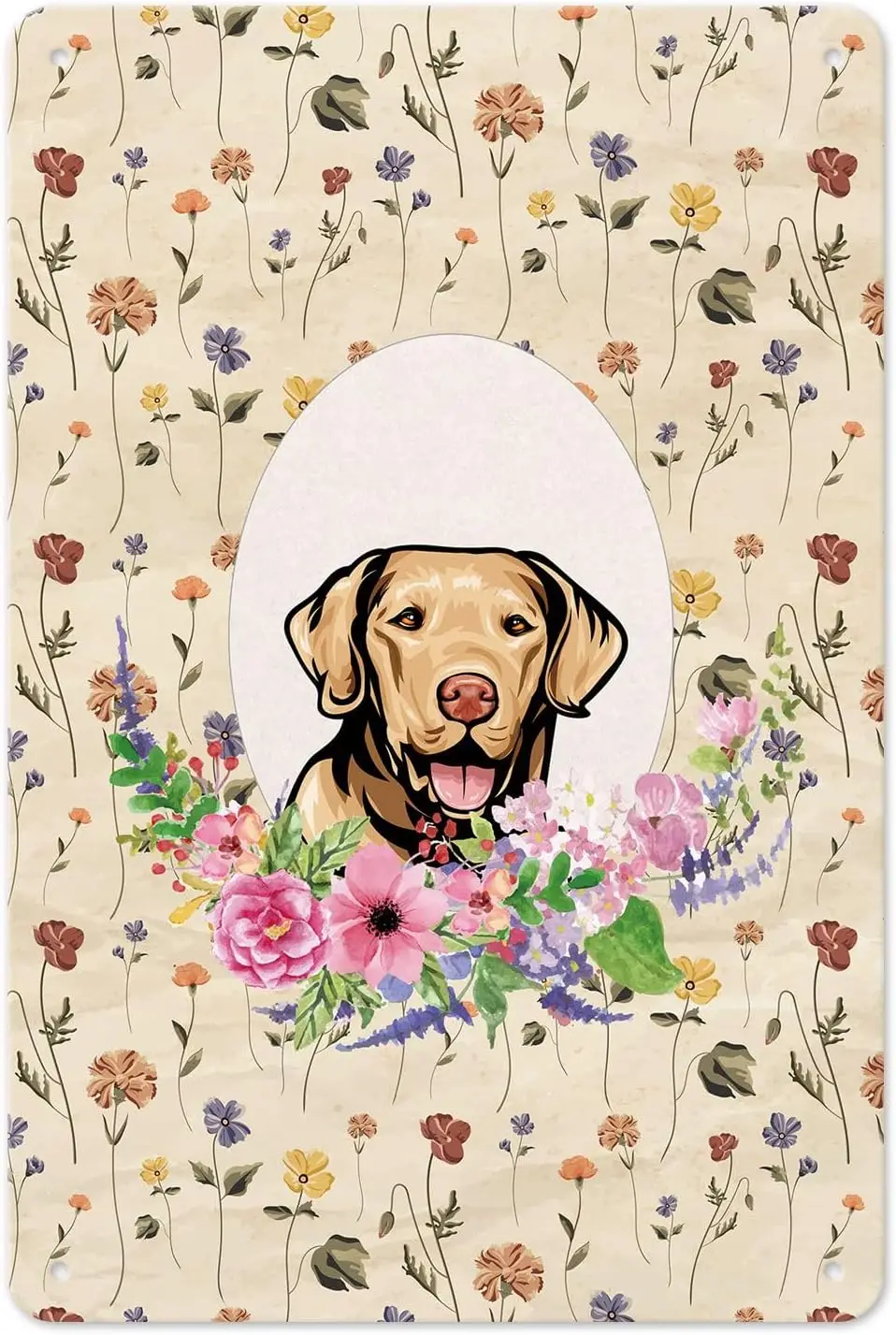 MALIHONG Retro Metal Sign Chesapeake Bay Retriever Dog Home Decor Art Sign Flowers Wreath Wall Art Tin Sign Vintage Home Ki sign