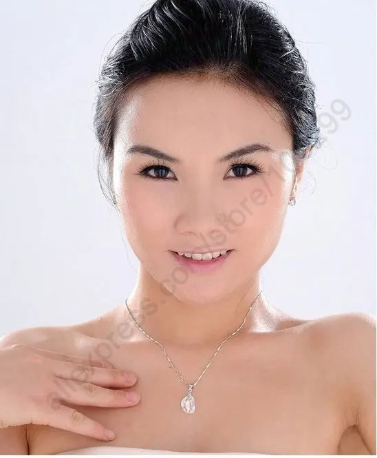 Factory Price 925 Sterling Silver Pendants&Necklaces Drop Earrings Clear Crystals Jewelry Set For Women Party Accessory